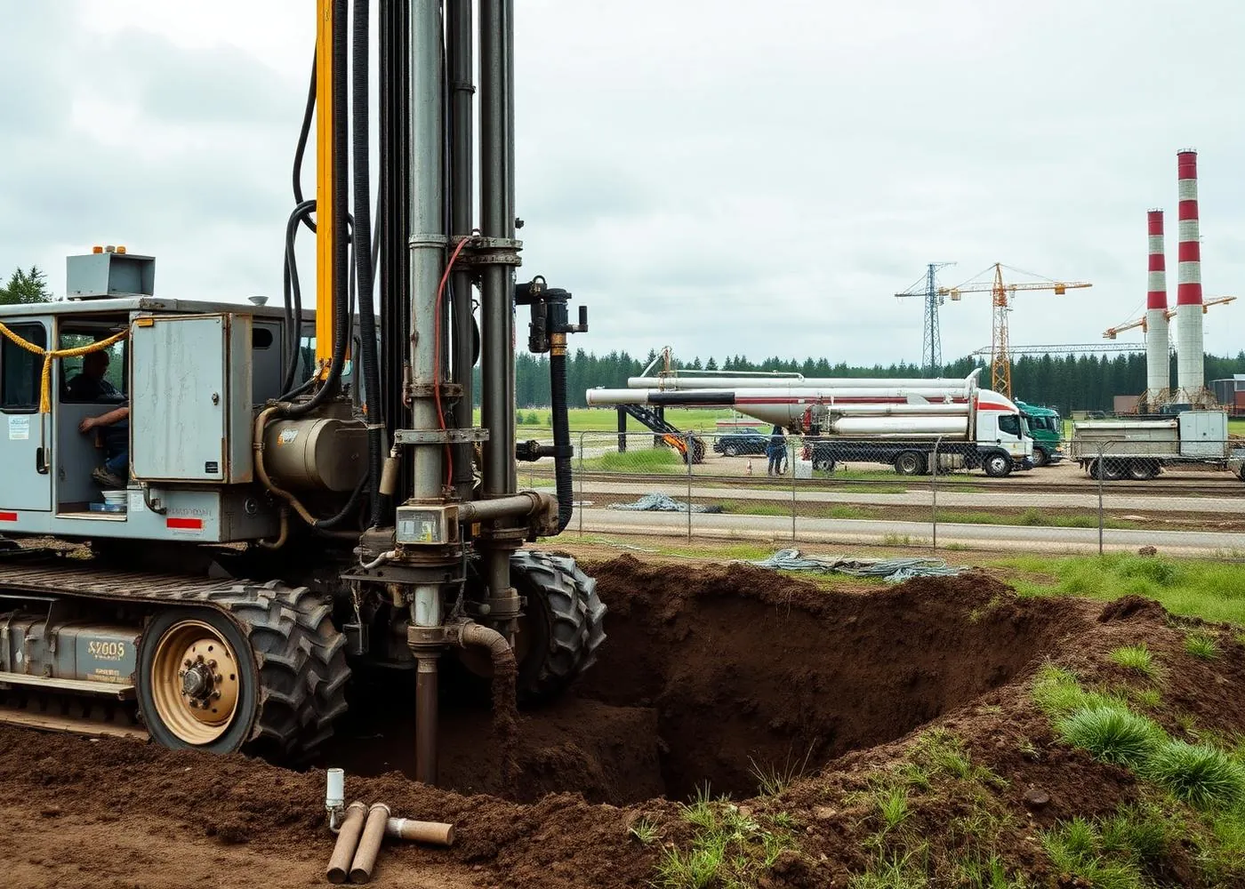 Drilling rig collecting soil samples during a Phase II environmental site investigation in Ontario